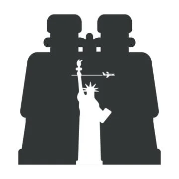 Looking through binoculars New York Stock Illustration