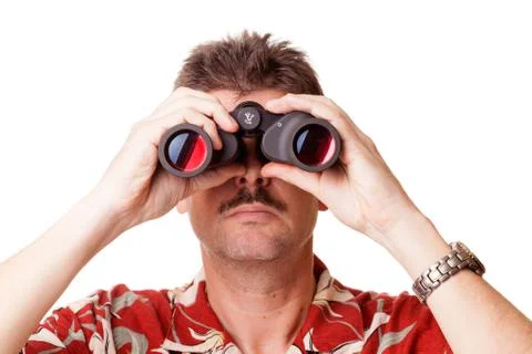 Looking through binoculars Stock Photos