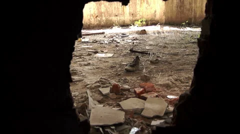 Looking through the broken wall Video stock 39844566