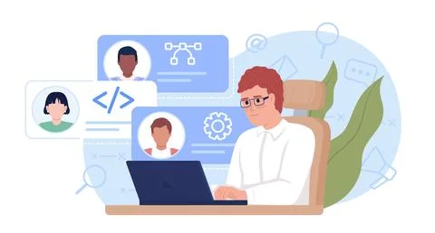 Looking through candidates 2D vector isolated illustration 스톡 일러스트