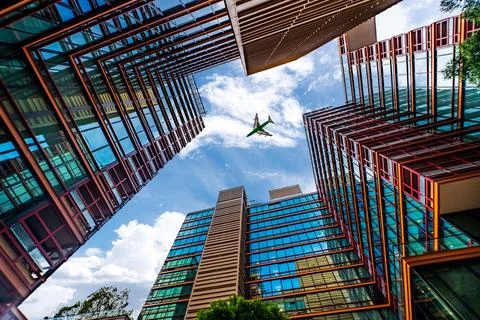 Looking up through the city Stock Photos