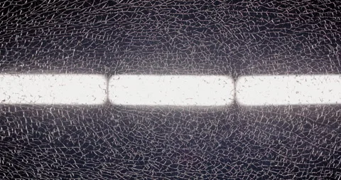 Looking through cracked pane of glass at flashing white emergency/police lights. Stock Footage 339620470