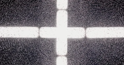 Looking through cracked pane of glass at white crossed emergency/police lights. Stock Footage 339620479
