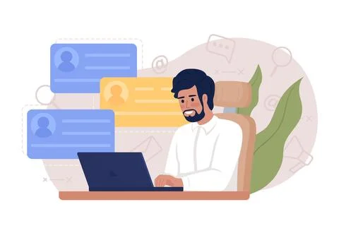 Looking through CVs on freelance platform 2D vector isolated illustration Ilustração Stock
