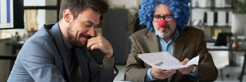 Looking through financial paper document Stock Photos