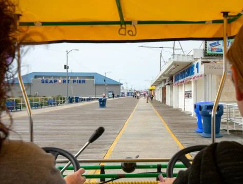 Looking Through The Front of a Four Seat Bike on the Wildwood Boardwalk In-Be Stock Photos