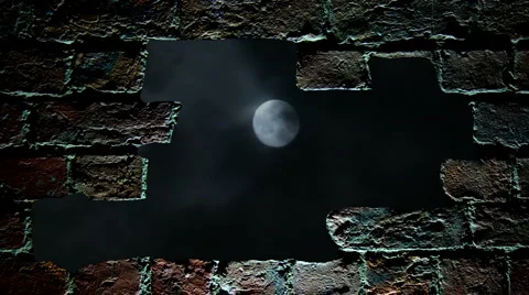 Looking through a hole in wall at timelapse moon 4 Stock-Footage 944109