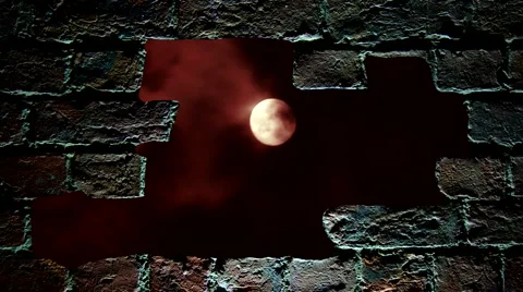 Looking through a hole in wall at timelapse moon 2 Stock Footage 944131