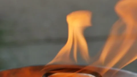 Looking through a hot fiery flame on a barbecue or brazier Stock Footage 152362583