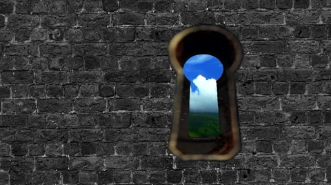 Looking through keyhole at timelapse blue cloudy sky (2) Stock Footage 1043887
