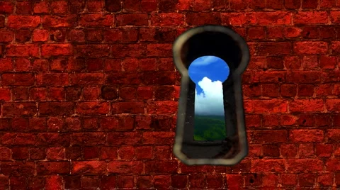 Looking through keyhole at timelapse blue cloudy sky Stock Footage 1043929
