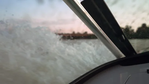 Looking through a motorboat's window. Stock Footage 281860900