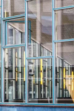 Looking through an old window with reflections Stock Photos