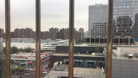 Looking through outside window in Beijing, China - Octorber 28, 2017 Stock Footage 81571012