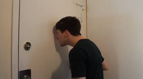 Looking Through a Peephole Stock Footage 34585493
