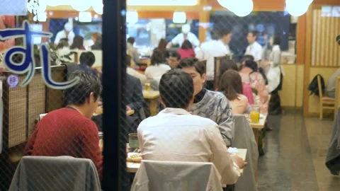 Looking Through Restaurant Window In Shinjuku, Tokyo, Japan Stock Footage 159075783