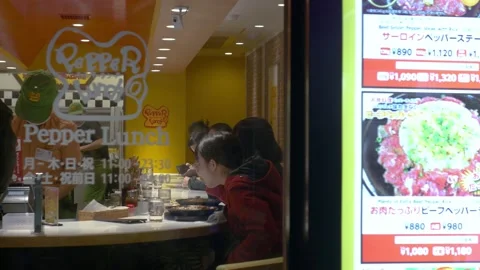 Looking Through Restaurant Window In Shinjuku, Tokyo, Japan Stock Footage 159077017