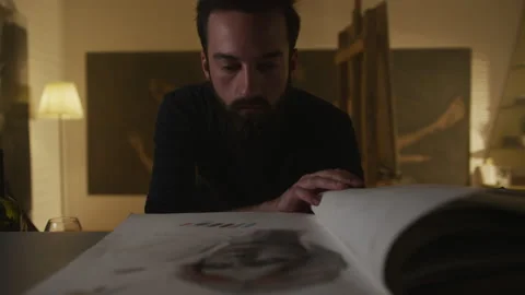 Looking through a sketchbook Stock Footage 215109648