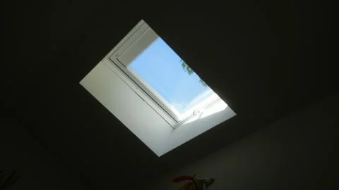 Looking through a skylight on the roof. Stock Footage 341723869
