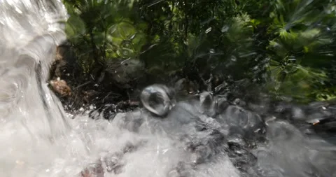 Looking through a small waterfall - rapids-4k-30s-no-audio Stockbeeldmateriaal 238071677