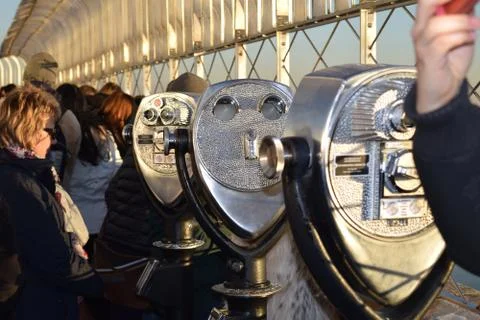 Looking through a telescope 写真素材