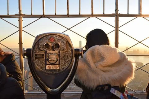 Looking through a telescope Stock Photos