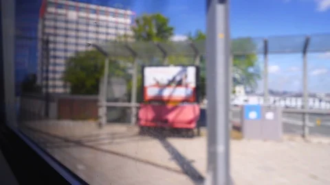 Looking through Train Window in Amsterdam Summer Blue Skies Stock Footage 92082064