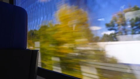 Looking through Train Window at Cars on Highway Video stock 92083418