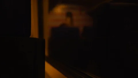 Looking through Train Window at Schiphol Trainstation Stock Footage 92083570