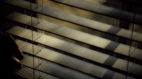 Looking through window blinds Stock Footage 1069925