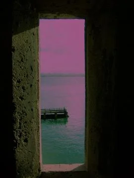 Looking through the window in Fort Cristobal San Juan Puerto Rico Illustrazione stock
