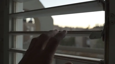 Looking through a window in an old and poor apartment building Stock Footage 102511455