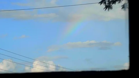 Looking through window to rainbow Stock Footage 119397438