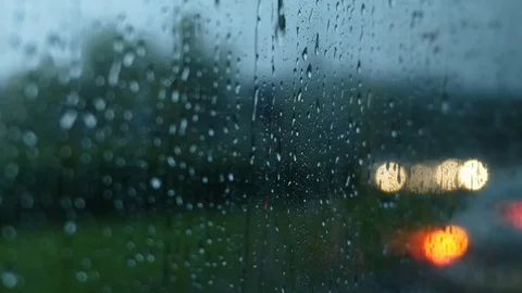 Looking through a window, raining Stock Footage