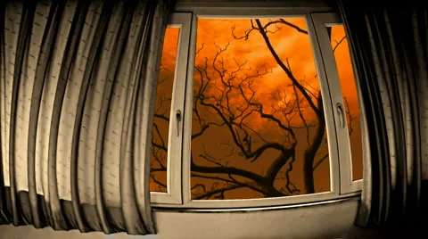 Looking through window at timelapse clouds Video stock 1038814
