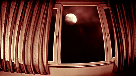 Looking through window at timelapse full moon Video stock 1038611