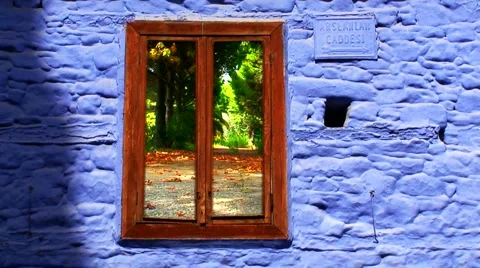 Looking through windows of old turkish house 1 Stock Footage 985421