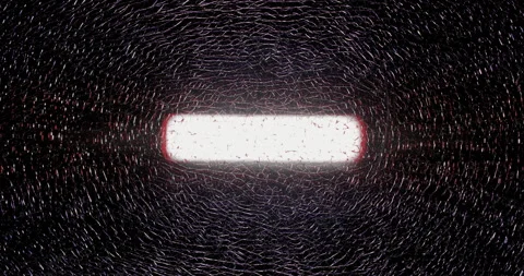 Looking thru cracked pane of glass at white emergency lights and color fringing. Stock Footage 339620510
