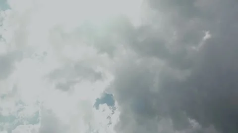 Looking up at a time lapse of storm clouds to a bright, beautiful blue sky on a Stock Footage 310978176