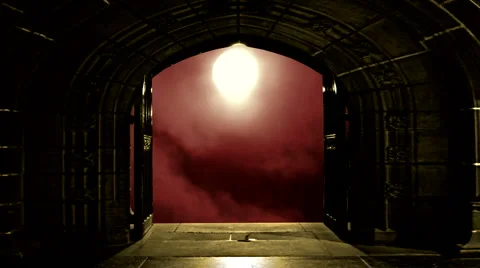 Looking at timelapse full moon through open church doors Stock Footage 1038654