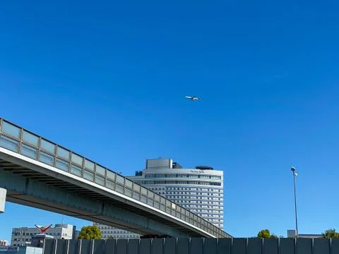 Looking up the Tokyo Under Highway, at Ariake city Stock Photos