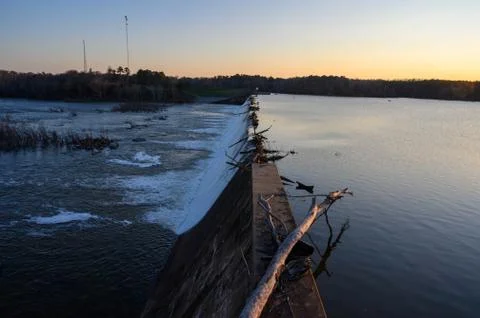 Looking at the top of Blewett Falls Dam Stock Photos