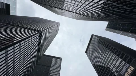 Looking Up At Toronto Towers During Sunset In City Center Height And Bold Design Stock Footage 314464261