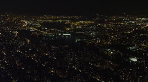 Looking toward the East river and Upper East Side of New York City at night, Stock Footage 59171152