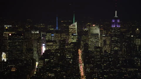 Looking toward Midtown Manhattan and Times Square at night. Shot in 2011. Stock Footage 59171839