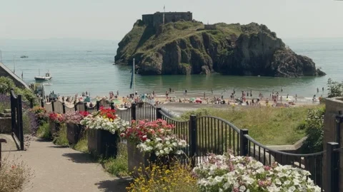 Looking towards Castle Beach and St Catherines Island Stock Footage 282188060