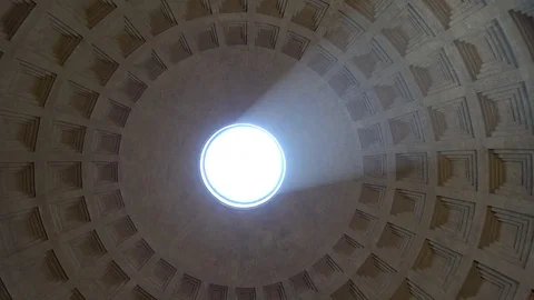 Looking up towards the ceiling of the Pantheon located in Rome Italy 4k Stock Footage 84037908