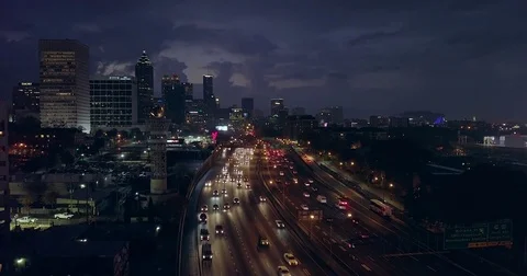 Looking Towards Downtown before Dawn Stock Footage 82911130