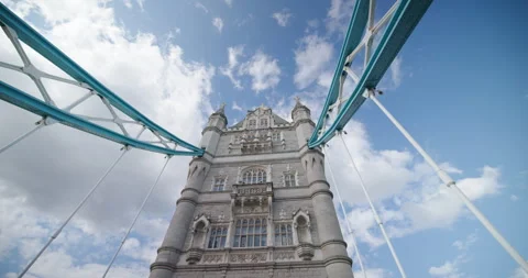 Looking Up at The Tower Details from The Tower Bridge, London, UK Stock Footage 288147680