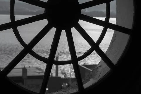 Looking trough a ruin window Stock Photos